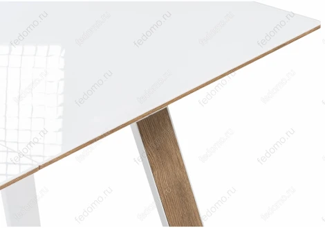 Стеклянный стол Woodville Авлида белый / дуб монтана 424306