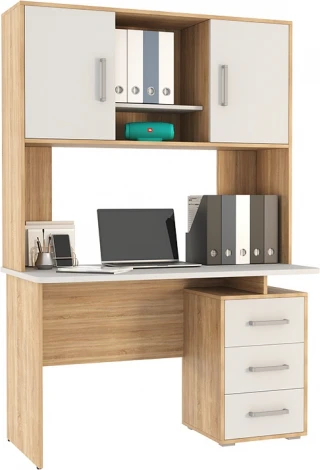 Лайт-2 Стол компьютерный 1200, цвет дуб сонома/белый Mebelson (арт.SKL2.1N02.1623)