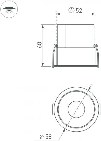 Встраиваемый точечный светильник MS-ATLAS-BUILT-R58-10W Warm3000 (BK-BK, 35 deg, 230V) (Arlight, IP20 Металл) 035464(1) (LED)