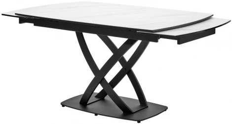 Стол FOGGIA 140 KL-99 Белый мрамор матовый, итальянская керамика/ черный каркас М-City