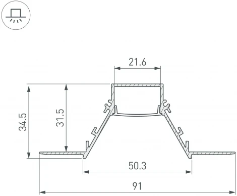 Профиль COMFORT21-V-FANTOM-2000 WHITE (Arlight, Алюминий) 052543