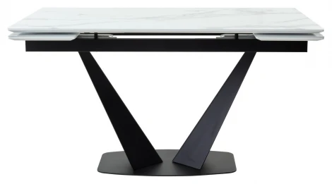 Стол Ниагара 160 БЕЛЫЙ МРАМОР, стекло / ЧЕРНЫЙ,