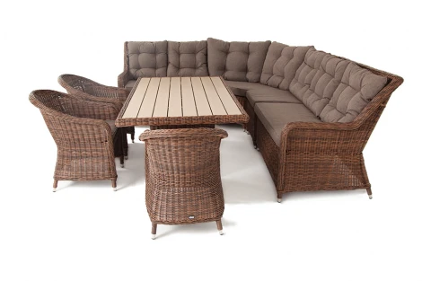 Обеденная группа угловая из искусственного ротанга, цвет коричневый 4SIS Бергамо BS6CT-5-SET brown