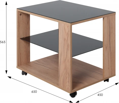 Стол журнальный BeautyStyle 5 дуб крафт золотой/стекло черное Mebelik арт.009386