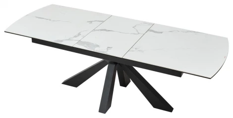 Обеденный стол M-City ROVIGO 170 HIGH GLOSS STATUARIO Белый мрамор глянцевый, керамика/ черный каркас