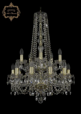 Подвесная люстра Art Classic 11.11 11.11.10+5.195.2d.h-85.Gd.Sp (220V, хрусталь, на цепи, подсвечник, свеча)