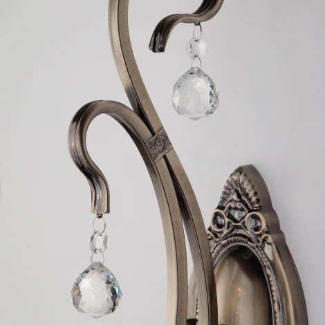 Бра Eurosvet 12505 12505/1 античная бронза (220V, хрусталь Strotskis, подвески, подсвечник, свеча)