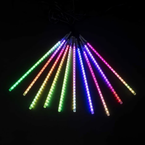 Гирлянда Тающие Сосульки 10шт по 50см, 24В, 600 Разноцветных Светодиодов, Провод Черный ПВХ, IP55