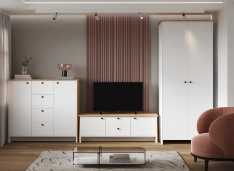 ТВ-тумба Теодора (Теодора белый / крафт золотой) Woodville арт.587598