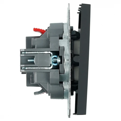 Переключатель двухклавишный (черный уголь, soft touch) Stekker Эмили 50249