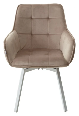 Стул M-City MAVERICK BLUVEL-40 BEIGE/ белый каркас, поворот.360 град.