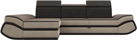 Диван угловой Лига-032 левый угол (Коричневый,Бежевый/Велюр) Лига Диванов арт.121646L