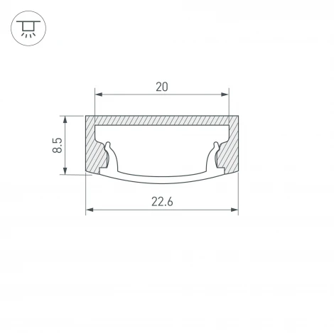 Профиль с экраном ALU-WIDE-H8-2000 ANOD+FROST (Алюминий) 014852 Arlight