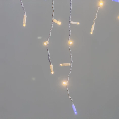 Гирлянда Бахрома 3,1 x 0,5 м тепло-белая с мерцанием белого диода 220В, 120 LED, провод белый каучук 2,3мм, IP65 Laitcom ECO120BLW-8-2WW