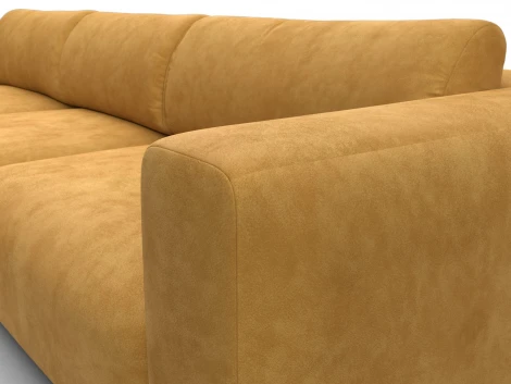 Диван угловой Лига-066 НПБ Лонг угол левый (ЛДСП,Фанера,Брус,Велюр/Желтый) Лига Диванов 131216L