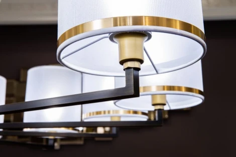 Подвесная люстра L'Arte Luce Flaire L31412 brass, black, white shade (220V, на цепи)