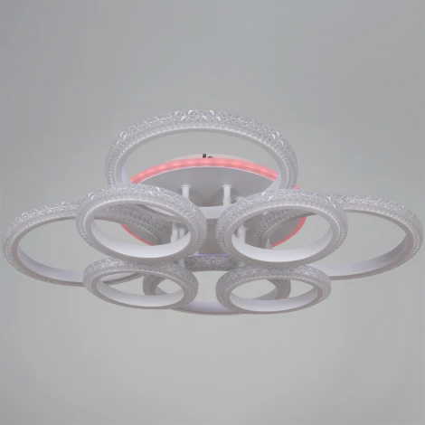 Потолочная люстра на штанге светодиодная с пультом и ночным режимом и RGB Reluce 06333-0.3-4+4A WH (RGB, Умный дом)