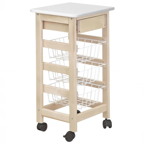 Тумба с ящиком и корзинами белый/лак Mebelik 008477