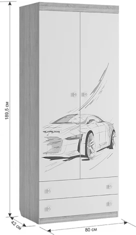 Форсаж Шкаф комбинированный (с ящ. 2-створчатый), цвет дуб крафт золотой/белый Mebelson (арт.MKF-01.2725)