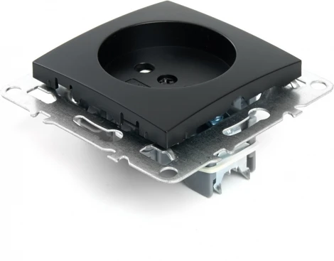 Розетка без заземления со шторками (черный) Stekker Эрна 49153