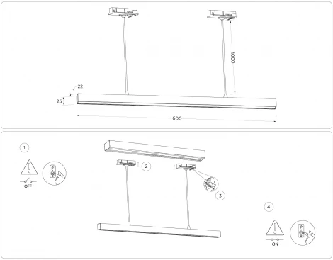 Трековый однофазный подвесной светодиодный светильник Ambrella Track System GL6787 (220V)