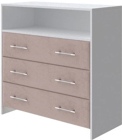 PROxSON Комод Varna (ЛДСП Белая+ткань Белый/Teddy Шоколадный бисквит) 90x40