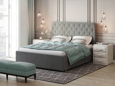 PROxSON Кровать Classic Large (Ткань: Велюр Monopoly Британский серый (996)) 180x190