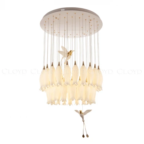Подвесная люстра ярусная каскадная (цветы, птички) Cloyd Argana 11237 (220V, на проводе, цветы, птички)