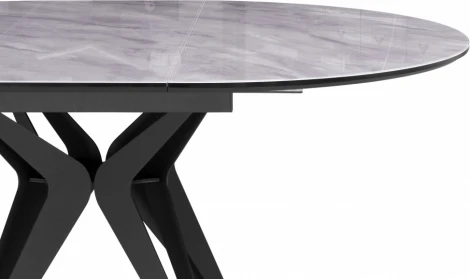 Стол стеклянный Notta Рикла 120(160) серый мрамор / черный арт.612859