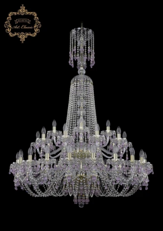 Подвесная большая люстра Art Classic 11.24 11.24.20+10+5.400.2d.XL-158.Gd.V7010 (220V, хрусталь, на цепи, подсвечник, свеча)