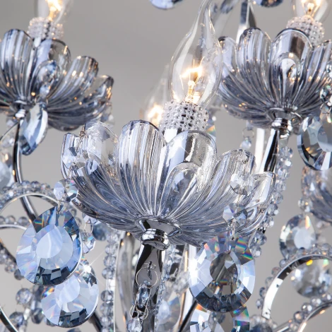 Подвесная люстра Eurosvet 3015 3015/12 хром/лазурный хрусталь Strotskis