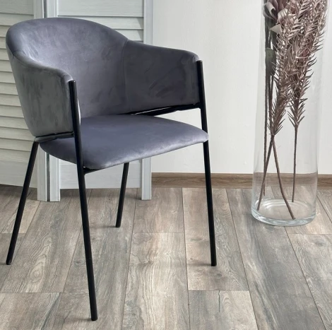 Стул M-City ДИЛЛ, цвет H-14 Серый, велюр / черный каркас