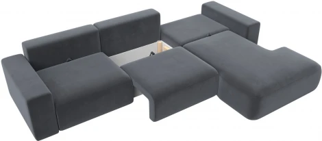 Диван угловой Лига-036 НПБ Классик Лонг правый угол (Серый/Велюр) Лига Диванов арт.121395