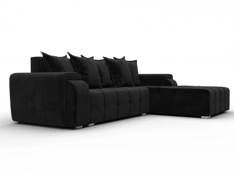 Диван угловой Лига-121 правый угол (ДСП,Брус,Велюр/Черный) Лига Диванов 137350