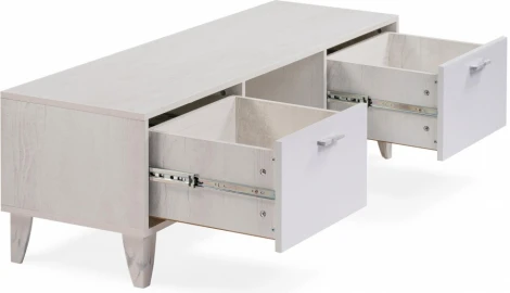 ТВ-тумбы Woodville Эго Т-3 на ножках бетон светлый / белый глянец