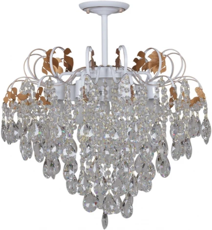 Потолочная люстра на штанге Reluce 96028-0.3-07 WH+GOLD PN (220V, хрусталь)