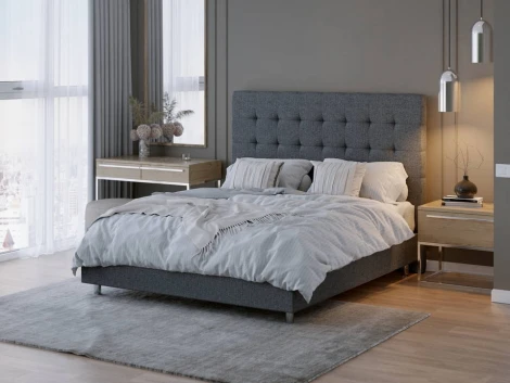 PROxSON Кровать Madrid Boxspring Standart (Ткань: Рогожка Savana Grey (серый)) 140x200