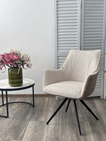 Стул BREVIS 180 град. поворот. XD841-02 Бежевый, букле/ GINO-101 Бежевый, ткань/ Черный, ®DISAUR