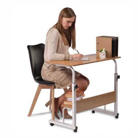 Стол многофункциональный Isola 80x40x66-90 см, с полкой, темное дерево, чёрный