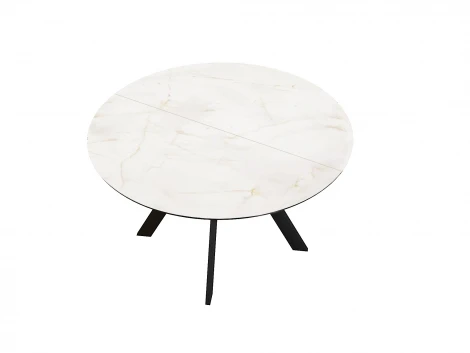 Стол DikLine SKC120 d1200 Керамика глянец Ostra Bianco (мрамор глянец белый)/подстолье черное/опоры черные 00-00081866