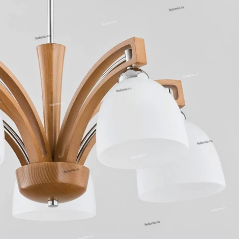 Люстра потолочная Alfa Magnat, 5 плафонов, хром с коричневым, белый