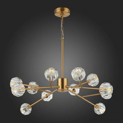 Подвесная люстра на штанге ST Luce Romano SL1166.303.12 (220V, хрусталь, на цепи, шарики, молекулы)