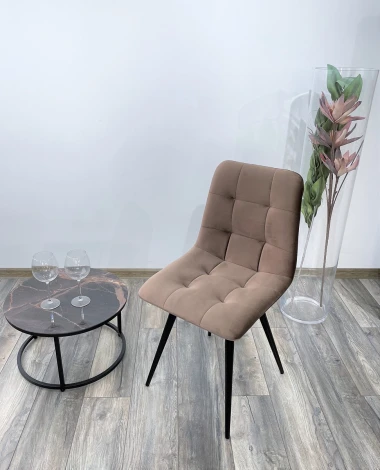 Стул CHILLI-Q молочный шоколад #12, велюр / черный каркас, 4 шт/ 1 к