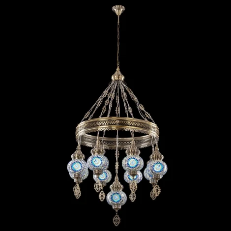 Подвесная люстра с подвесками Citilux Каир CL419186 Мозаика синяя