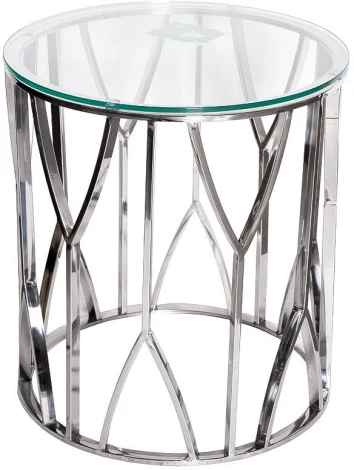 13RXET3103-SILVER Стол журнальный стекло прозр./серебро d50*55см Garda Decor