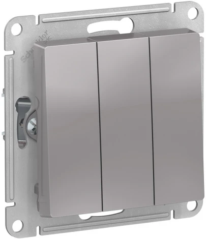 Выключатель встраиваемый трехклавишный (алюминий) Systeme Electric AtlasDesign ATN000331