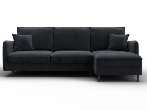 Диван угловой Лига-064 НПБ угол универсальный (ДСП/Дерево/Велюр/Темно-серый) Лига Диванов 129630