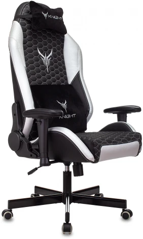 Кресло игровое Knight Neon черный/серебряный соты эко.кожа с подголов. крестовина металл