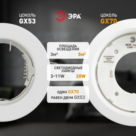 Точечный светильник встраиваемый ЭРА ST70 ST70 WH