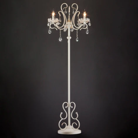 Торшер Eurosvet 12205 12205/3F белый (хрусталь Strotskis, подвески, выключатель, подсвечник, свеча, под старину)